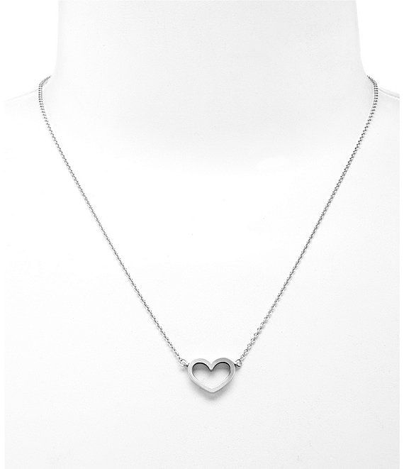 James Avery Petite Heart Necklace | Dillard's Classic Heart-shaped Sterling Silver Necklace, Silver Dainty Heart Necklace, Classic Open Heart Jewelry For Everyday, Everyday Sterling Silver Heart Pendant Jewelry, Classic Heart Pendant Jewelry With Sterling Silver Clasp, Minimalist Nickel-free Heart Pendant Jewelry, Minimalist Charm Necklace With Heart Pendant, Heart Shaped Sterling Silver Necklace, Minimalist Double Heart Sterling Silver Necklace