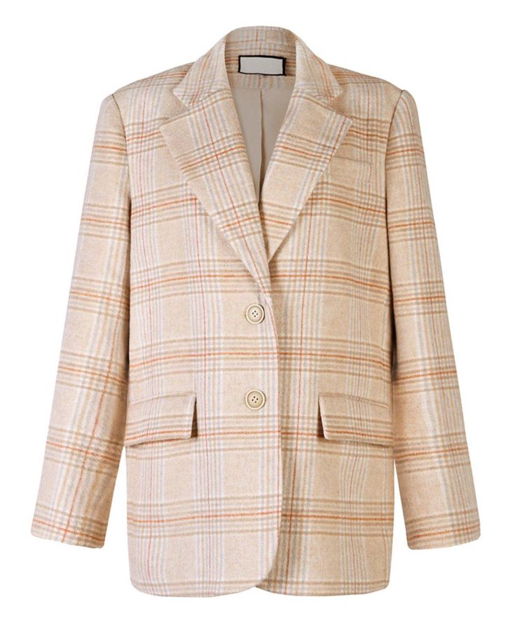 This women's blazer features a classic single-breasted design with stylish plaid pattern. Made with a high-quality wool blend, it offers both comfort and sophistication. Elevate your professional look with this timeless piece. ●Single-breasted button closure●Notched lapels ●Front flpa pockets ●Lined●30% wool, 70%polyester ●Dry clean ★★Please advise your Height and Weight and bust, I will make sure you choose the right size. Classic Plaid Blazer With Double Button Closure, Winter Plaid Blazer With Hidden Button Closure, Wool Plaid Blazer With Hidden Button Closure, Formal Plaid Blazer With Double Button Closure, Elegant Plaid Blazer With Notch Lapel, Elegant Plaid Sport Coat For Work, Elegant Plaid Sport Coat For Office, Plaid Wool Blazer With Suit Collar, Plaid Fall Suits With Suit Collar