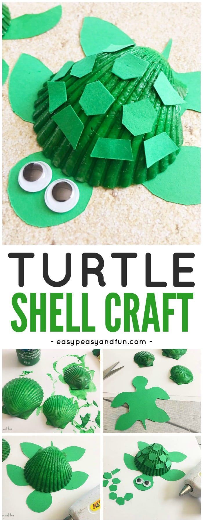 the turtle shell craft is made with construction paper and cut outs to make it look like an