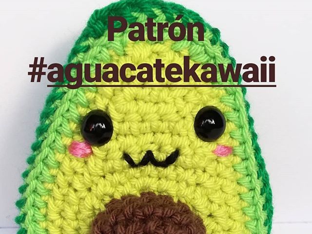 a crocheted avocado with the words patron aguacatekawai on it