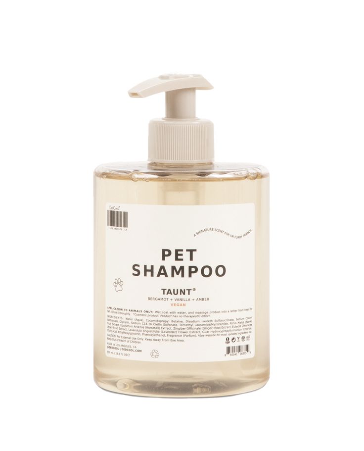 a bottle of pet shampoo on a white background