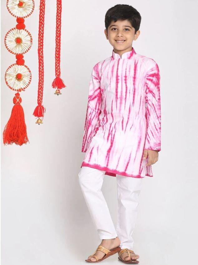 *Please visit our Etsy shop for full range of available items: https://www.etsy.com/shop/ayaandesignstudio/?etsrc=sdt Product Details Pink and white tie dye straight cotton knee length kurta, has a mandarin collar, button placket, long sleeves, straight hem and side slits. comes with white solid pyjama, has elasticated waistband. Material & Care Top Fabric: Pure Cotton Dry Clean preferably or cold light wash Specifications Sleeve Length - Long Sleeves Top Shape - Straight Top Length - Knee Length Neck - Mandarin Collar Print or Pattern Type - Bandhani, Dyed, Tie & Dye*Please note: - Sizing may run a size larger than  standard sizes, please refer to the sizing charts for sizing. - Please contact me if you have any questions *We are proud to provide you with high quality fabric, handpicked m Casual Pink Cotton Kurta, Pink Cotton Kurta For Spring, Pink Cotton Long Sleeve Kurta, Pink Long Sleeve Cotton Kurta, Multicolor Cotton Family Matching Sets, Family Matching Multicolor Cotton Sets, Playful White Sets For Festive Occasions, Pink Cotton Tops For Festivals, Festive Family Matching Cotton Sets