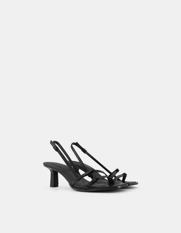 Kitten-heel sandals with buckles - Shoes - Women | Bershka Kitten Heel Sandals, Trending Boots, Trainer Heels, Buckle Shoes, Black Sandals Heels, Buckle Sandals, Sandals For Sale, Purse Jewelry, Sandals Black