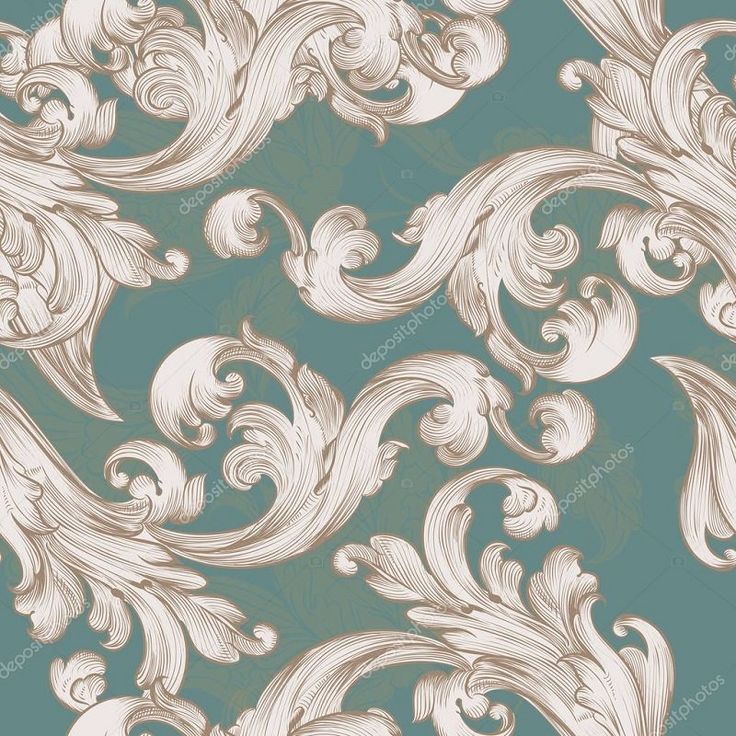 a blue and white wallpaper with an ornate design