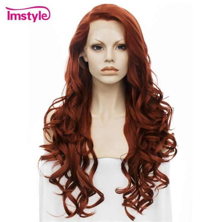 Dark Red Copper Wig Synthetic Lace Front Wig Long Wavy Wig Heat Fiber Glueless Auburn Color, Wavy Style, Wavy Wig, Cheap Hair Products, Red Wigs, Quality Hair Extensions, Lace Hair, Wigs For Women, Loose Curls