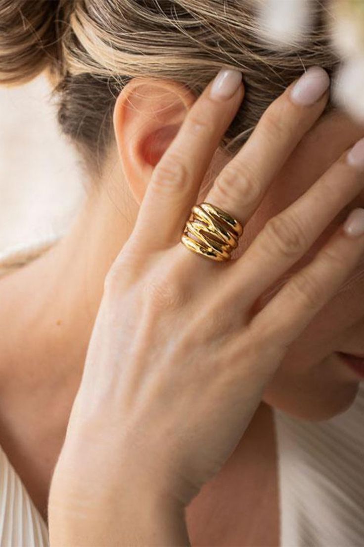 Handcrafted in Italy of 21k gold-plated sterling silver and sterling sliver, these dazzling rings showcase a sculpted design. Silver Circle Earrings, How To Clean Metal, Special Ring, Gold And Silver Rings, Jewelry Design Necklace, Global Style, Circle Earrings, Gold Plated Sterling Silver, Gold And Silver