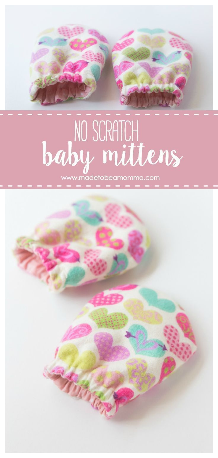 two baby mittens with hearts on them and the words no scratch baby mittens