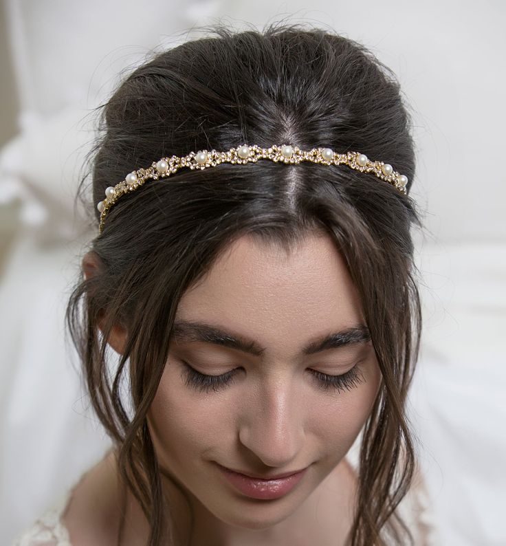 Pearl Bridal Headband | Pearl Headpiece, Classic Hair Piece – AMYO Bridal Boho Tiara, Crystal Hair Band, Bridal Hair Chain, Hair Chain, Pearl Bridal Headband, Pearl Headpiece, Headband Women, Hair Chains, Headband Tiara