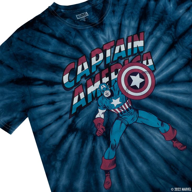 a tie dye shirt with captain america on it