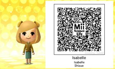 an animal crossing character is next to a qr - code for the mii