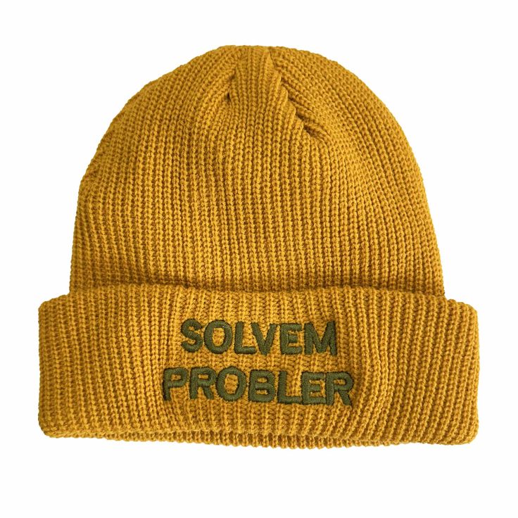 Trade marked funny quote "Solvem Probler" on Beanie. 100% Cotton 1x1 stretch ribbed knit Foldover cuff Well matched thread on the beanie for vintage look. Style code: Alt5232 Solvem Probler, Embroidered Beanie, Funny Quote, Vintage Look, Vintage Looks, Ribbed Knit, Funny Quotes, Thread, Cuff