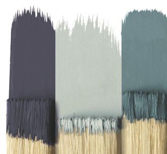 four different shades of paint with brush marks on each side and the same color in the middle