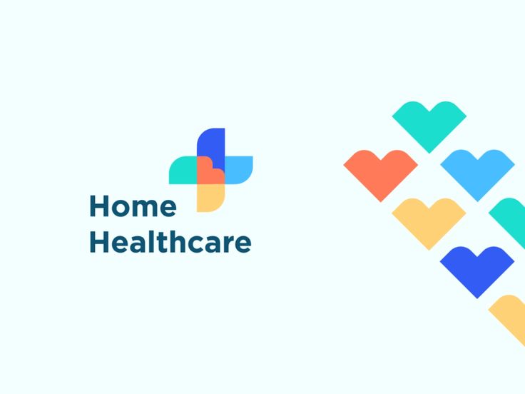 the logo for home healthcare, with hearts and arrows in different colors on a white background