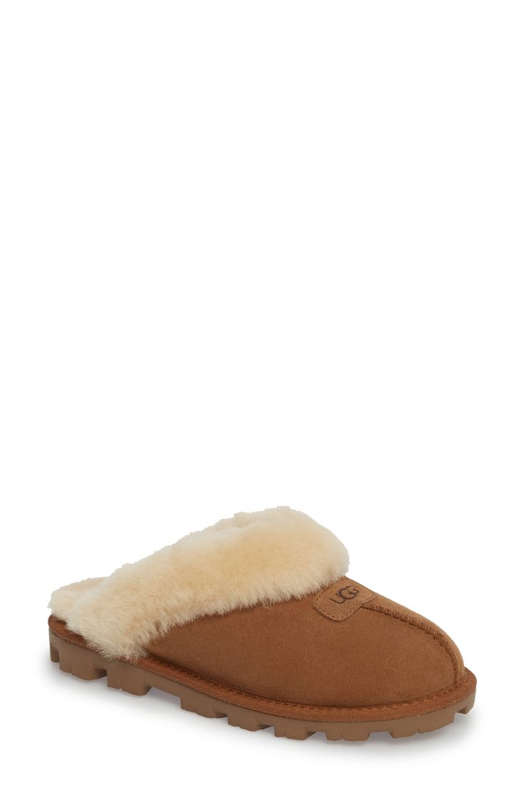 Genuine shearling lining creates superior softness and warmth in this comfy, cozy slipper. Wear it barefoot for maximum benefit; genuine sheepskin helps keep feet dry and comfortable in cold temperatures. The sturdy sole on ensures durability and makes the style ideal for indoor and outdoor wear. Style Name:UGG Genuine Shearling Slipper (Women). Style Number: 127311. Slipper Outfit, Classic Boots Woman, Shearling Boots Woman, Ugg Coquette Slippers, Marc Jacobs Snapshot Bag, Slippers Outfit, Ugg Coquette, Ugg Ultra Mini, Ugg Tasman Slippers