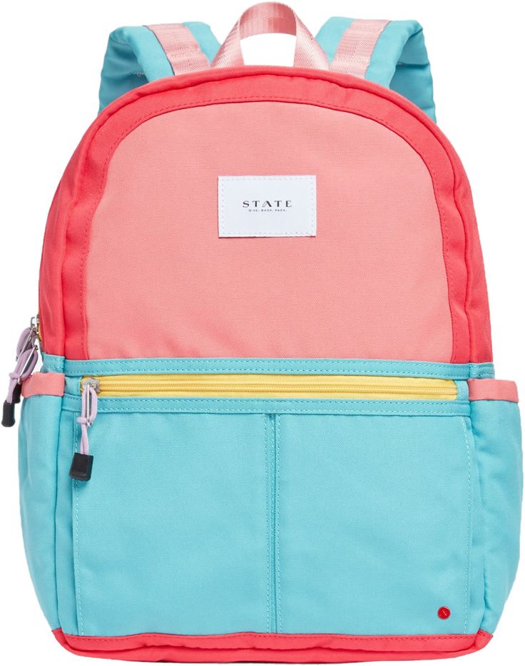 Main compartment that fits a standard school size folder, and equipped with organizational zip pockets, slip pockets, and pen holders;     Zippered front pocket;     Velcro side pockets that fit a water bottle;     Soft padded easily adjustable straps;     Top locker loop;     Signature STATE trim, STATE woven label and red rivet branded with the STATE "A";   Capacity:     Up to a 13" Laptop will fit in the main compartment;     Main compartment fits your everyday gear and books including, Functional School Bags With Zipper Closure, Functional School Bag With Zipper Closure, Pink School Bag With Water Bottle Pocket, Pink Functional Study Backpack, Back To School Backpack With Pockets For Study, Pink School Backpack With Water Bottle Pocket, Pink Backpack With Water Bottle Pocket For Daily Use, Functional Bags With Zipper Pocket For Back To School, Functional Student Backpack With Zipper Closure