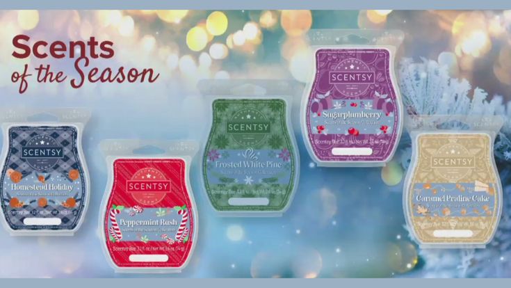 an ad for scenty candles with the words, secrets of the season on it