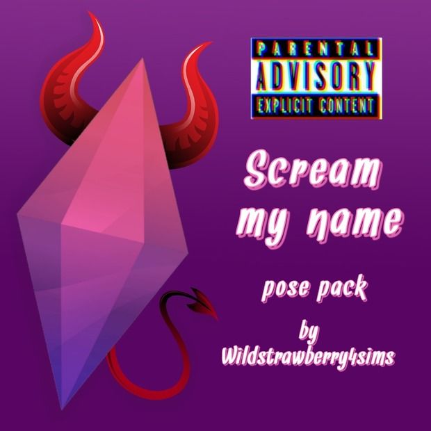 a purple background with red horns and the words scream my name