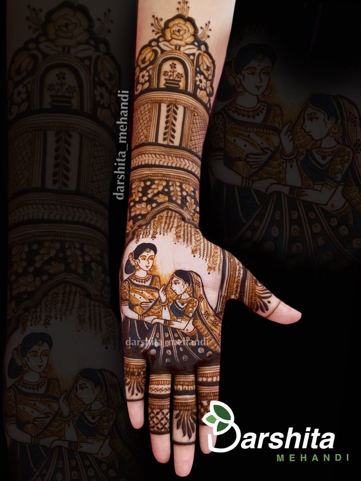 the hand is decorated with henna designs