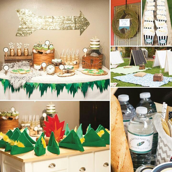 a collage of photos with food and decorations