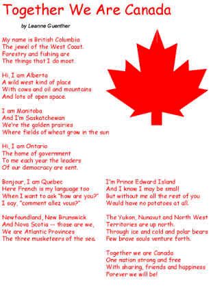 a red and white poster with the words together we are canada