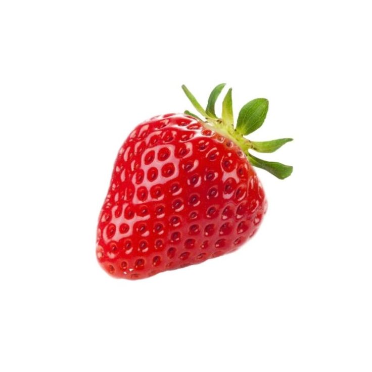 a close up of a strawberry on a white background