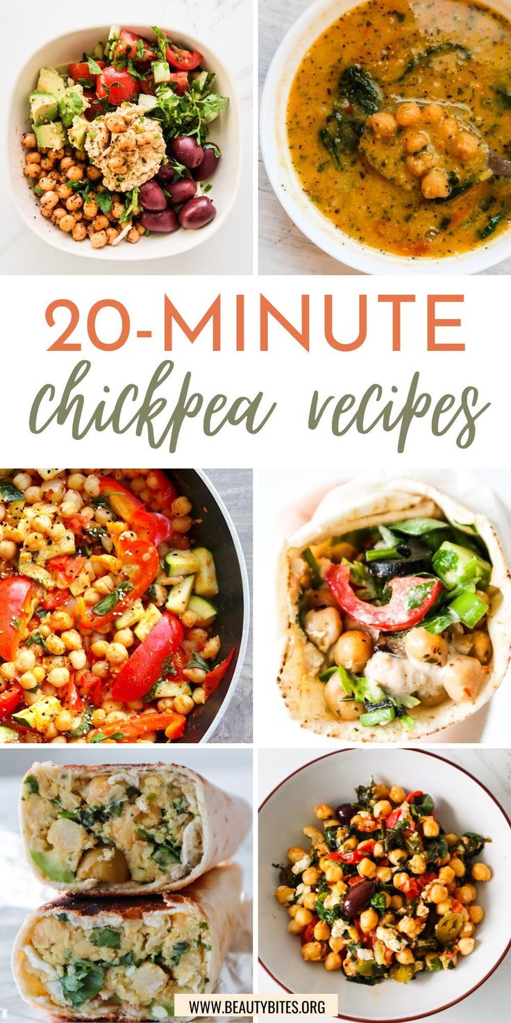 20 - minute chickpea veggies recipe collage with text overlay