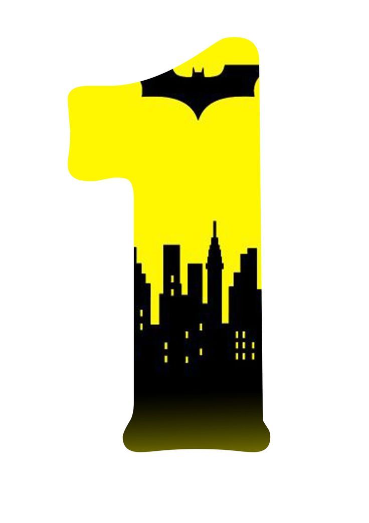 the letter i is made up of batman silhouettes and buildings in black and yellow