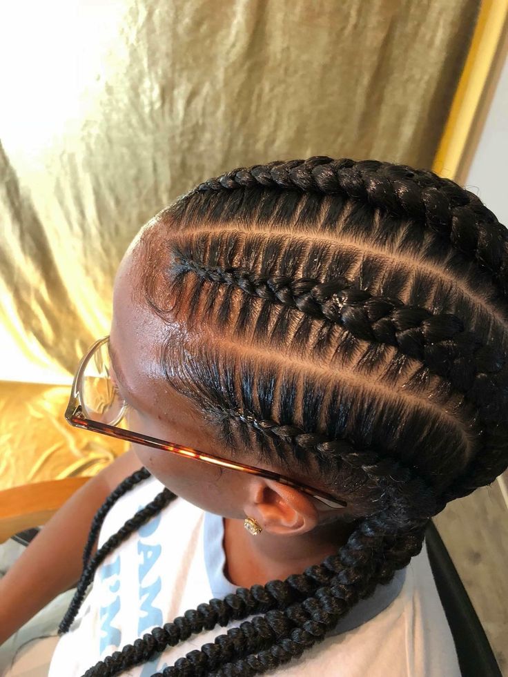 Stitch Braids Natural Hair, 5 Feed In Braids, Red Stitch Braids, 5 Stitch Braids, 5 Stitch Feed In Braids, Braids Natural Hair No Weave, Braids On Black Hair, Stitch Feed In Braids, Braids On Natural Hair