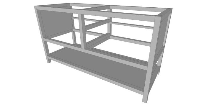 an image of a shelf with shelves on each side and one section missing from the bottom