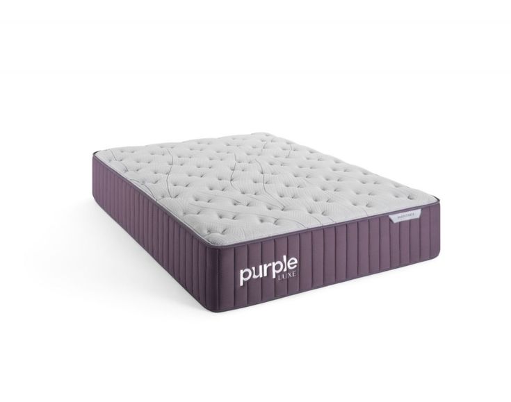 the purple mattress is shown on a white background