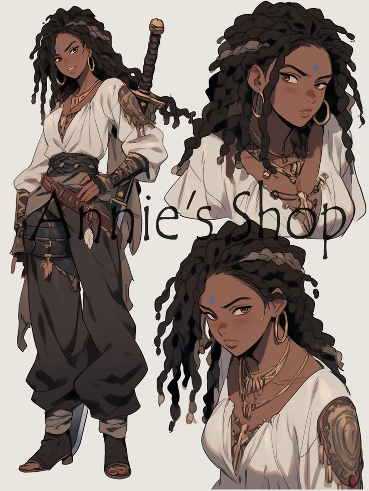 Goddess Knotless Braids, Goddess Knotless, Pirate Art, Pirate Woman, Black Characters, Black Anime Characters, Knotless Braids, Female Character Design, Character Design References