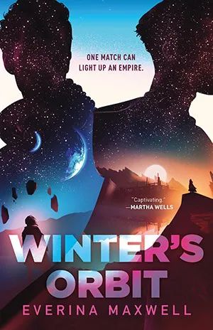 winter's orbit book cover with two people facing each other and the sky in the background