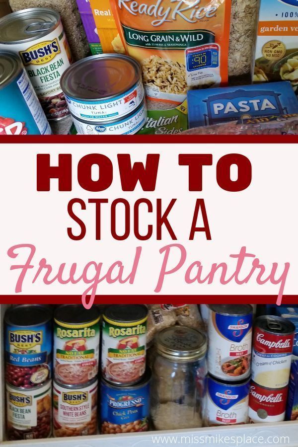 an open refrigerator filled with food and labeled how to stock a frugal pantry