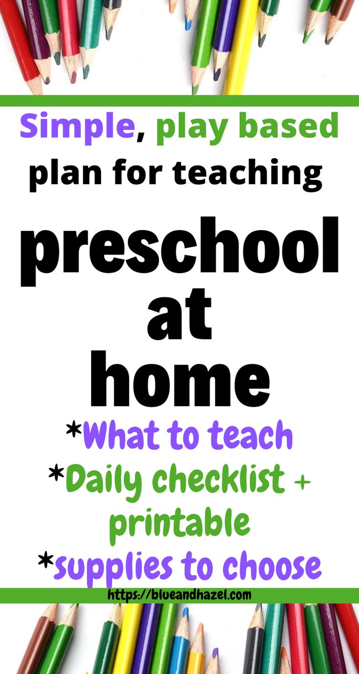 a sign that says, simple play based plan for teaching preschool at home what to teach daily checklist and printable supplies to choose