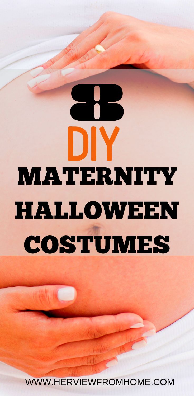 pregnant woman's belly with text overlay that reads diy maternity halloween costumes