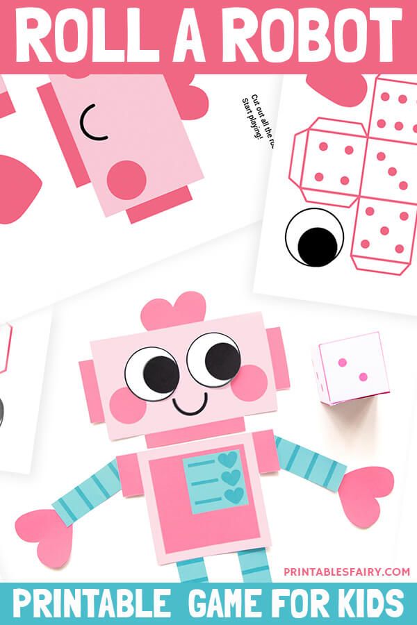 Looking for a Valentine's Day activity for preschoolers? Get this printable Roll a Robot game and start building your own robots with just a die! Rectangle Robot Craft, Build A Robot Printable, Roll A Robot, Robot Valentine Cards, Robot Printable, Robots Preschool, Dash Robot, Valentines Robots, Build Your Own Robot