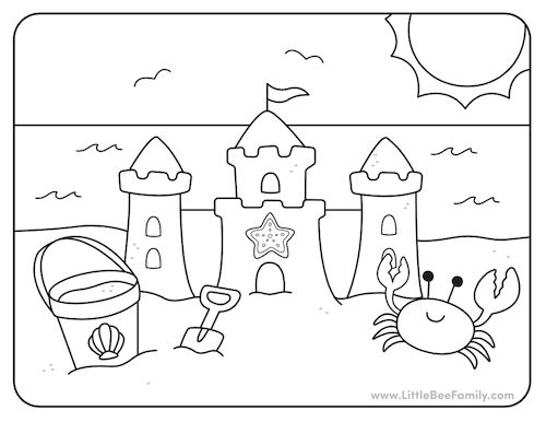 Sand Castle Coloring Page Sand Castle Coloring Page, Breaker Rock Beach Coloring Sheets, Sandcastle Coloring Page, Sand Castle Craft Preschool, Breaker Rock Beach Coloring Pages, Sand Castle Drawing, Beach Coloring Sheets, Sand Castle Craft, Sunday School Coloring Sheets