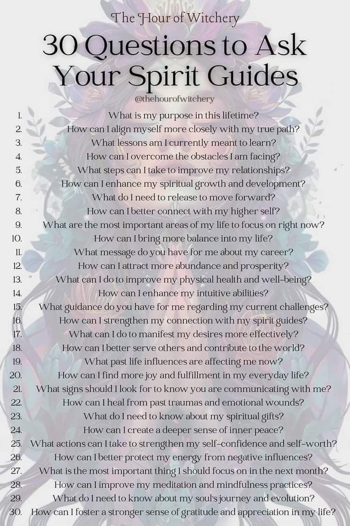 Questions For Spirit Guides, Offerings For Spirit Guides, Spiritual Crafts Ideas, Pendulum Questions To Ask, Spiritual Creativity, Self Connection, Tarot Card Readings, 30 Questions, Spiritual Psychology