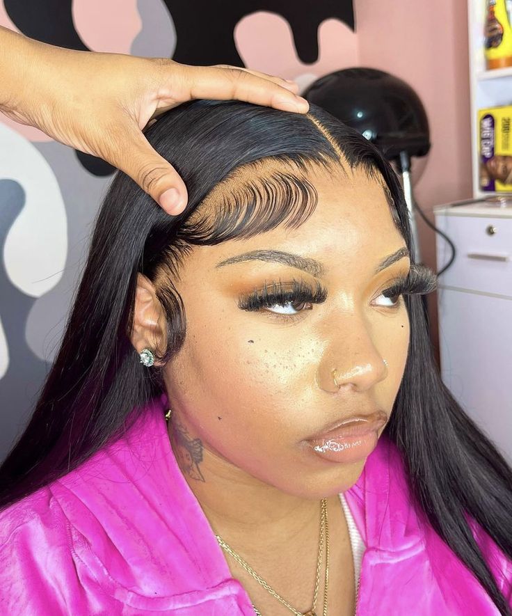 Buss Down Middle Part Wig, Buss Down Middle Part, Middle Part Wig, Middle Part Hairstyles, Frontal Wig Hairstyles, Protective Hairstyles Braids, Frontal Hairstyles, Hair Laid, Hair Ponytail Styles