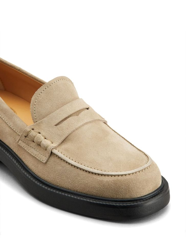 Find TOD'S Penny-slot Suede Loafers on Editorialist. beige calf suede leather lining mini logo tag penny slot moc stitching almond toe branded leather insole flat rubber sole Classic Beige Loafers With Stitched Sole, Classic Beige Moccasins With Rubber Sole, Beige Suede Loafers With Stitched Sole, Beige Suede Moccasins For Work, Beige Suede-lined Moccasins For Work, Classic Beige Suede Loafers, Beige Suede Loafers With Suede Lining, Beige Loafers With Suede Lining For Workwear, Formal Beige Moccasins With Suede Lining