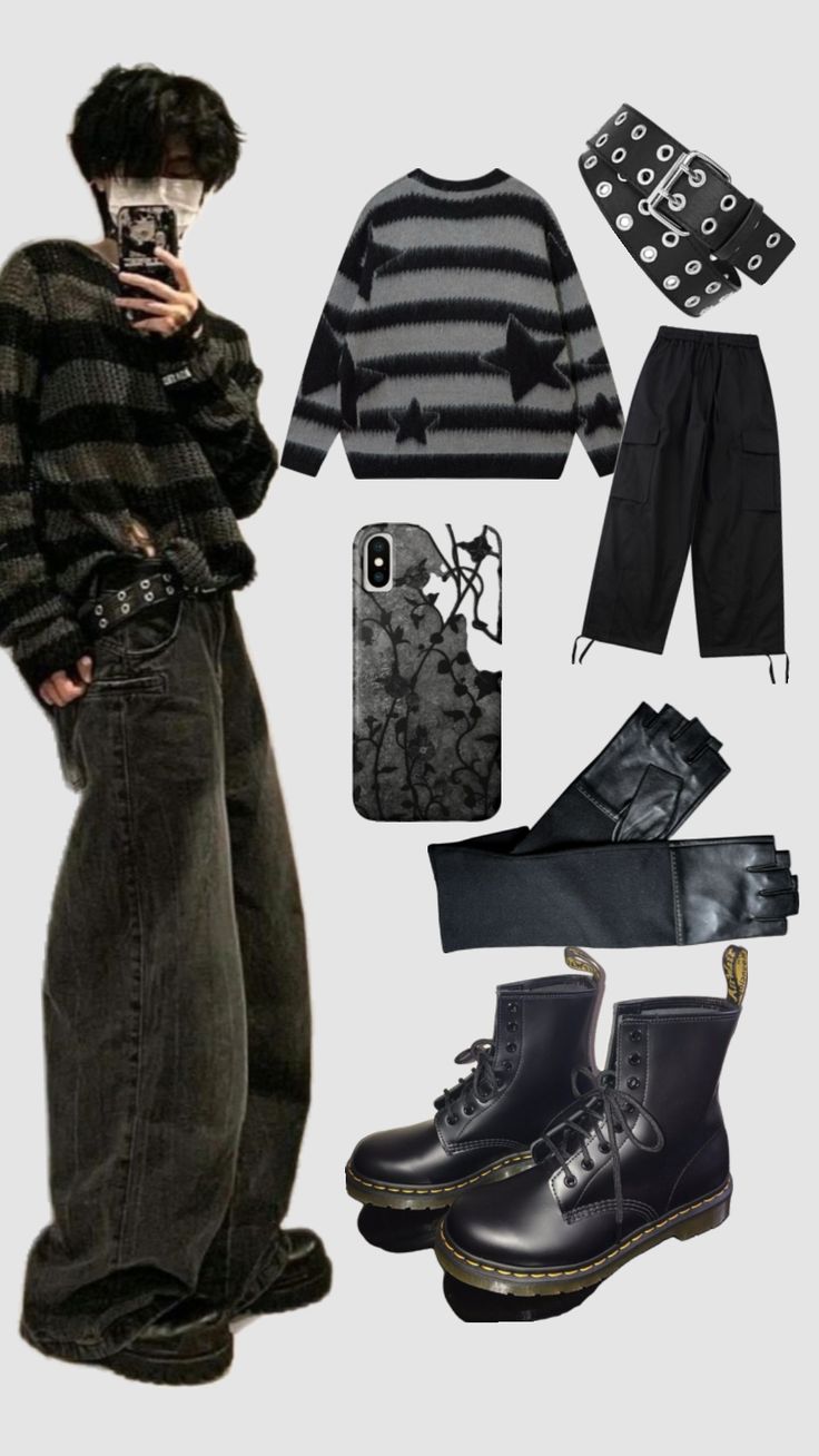 #outfitinspo #boys #boy #emo #black #gothic Silly Clothes, Mode Hippie, Alt Outfits, Emo Outfits, New Rock, Alt Fashion, Swaggy Outfits, Really Cute Outfits, Edgy Outfits