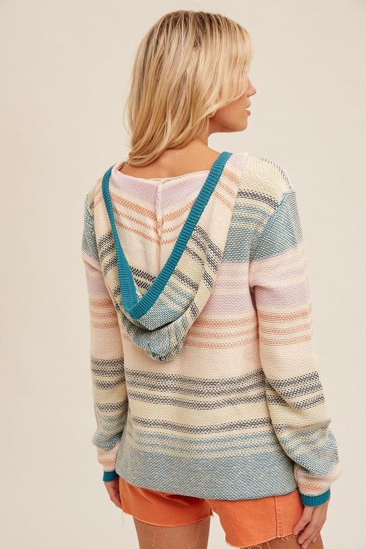 weaved stripped hoodie sweater runs tts Beach Striped Knit Sweater, Striped Knit Beach Sweater, Long Sleeve Hoodie For Beach In Fall, Casual Hoodie For Beach In Fall, Casual Beach Hoodie For Fall, Casual Fall Beach Hoodie, Casual Striped Sweater For Spring, Striped Sweater For Beach In Fall, Fall Striped Beach Sweater