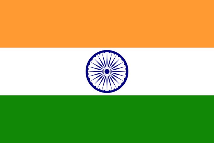 the flag of india is shown in green, white and orange colors with a large wheel on top