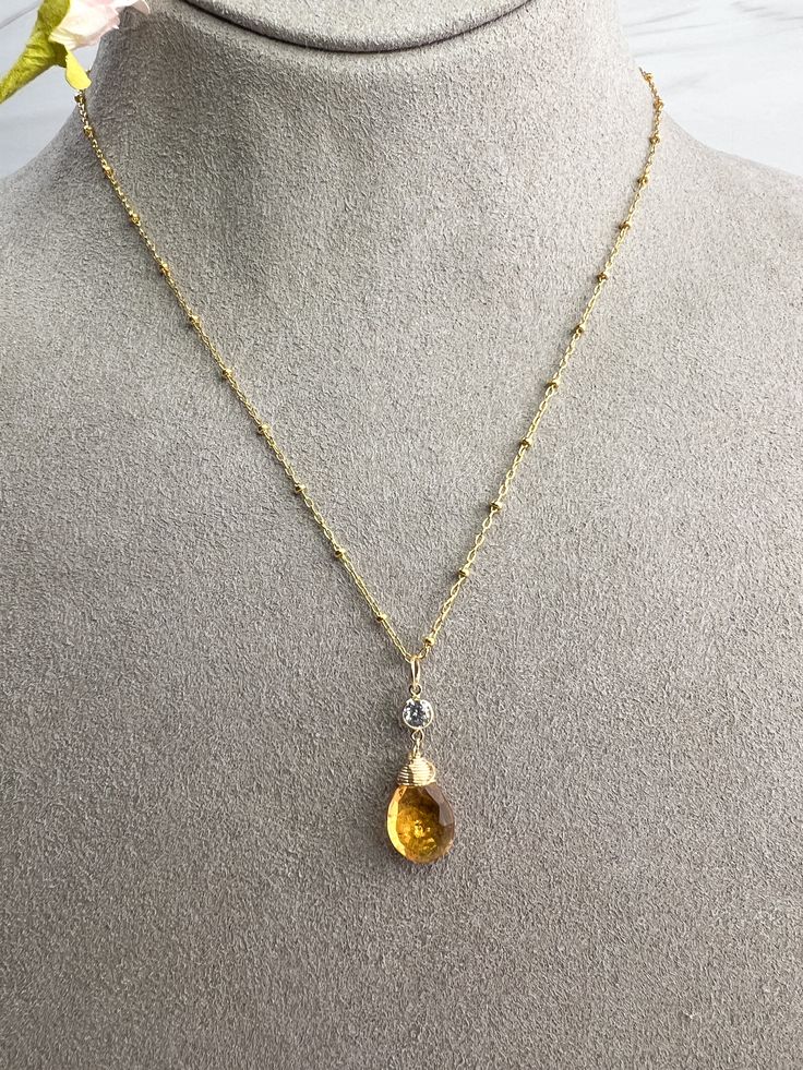 Imperial Topaz Necklace Imperial Topaz Necklace, Topaz Pendant Necklace, Topaz Jewelry Yellow, Imperial Topaz Jewelry, Magical Objects, November Birthstone Necklace, November Birthday Gifts, Golden Pendant, Italy Jewelry