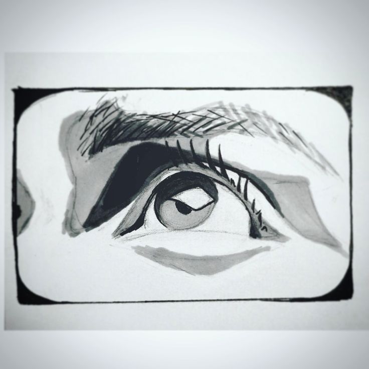 a drawing of an eye is shown in black and white