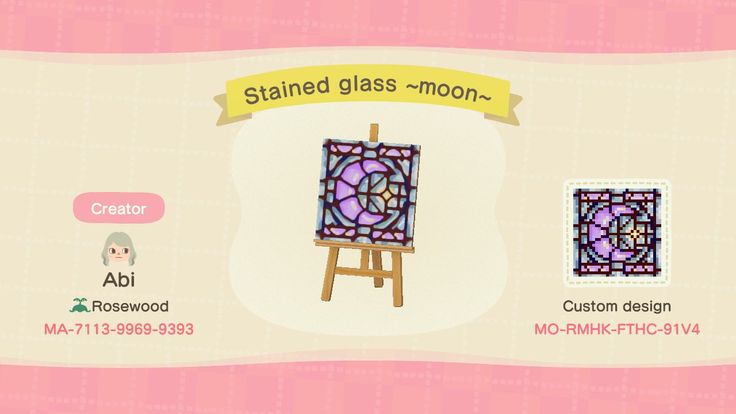 an animal crossing character is standing in front of a stained glass - moon sign and holding a small easel