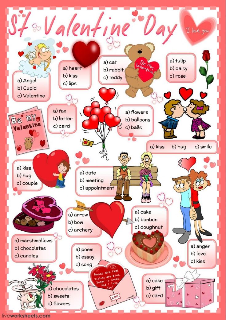 a valentine's day poster with pictures and words