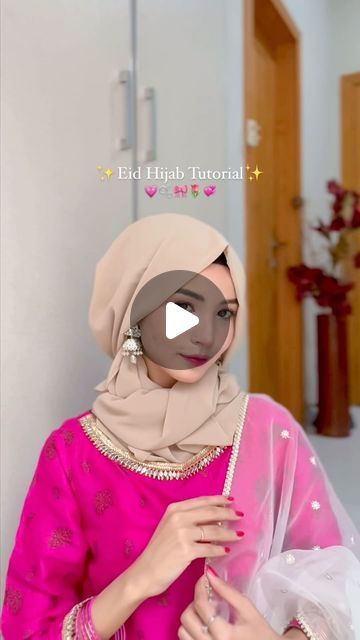 Hijab With Kameez, Hijab With Earrings Tutorial, Hijab And Earrings, How To Wear Hijab With Earrings, Hijab With Jewellery, Hijab Tutorial With Earrings, Hijab With Earrings, Eid Hijab, How To Wear Hijab