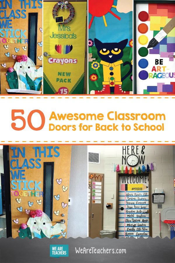 classroom door decorations with the words 50 awesome classroom doors for back to school