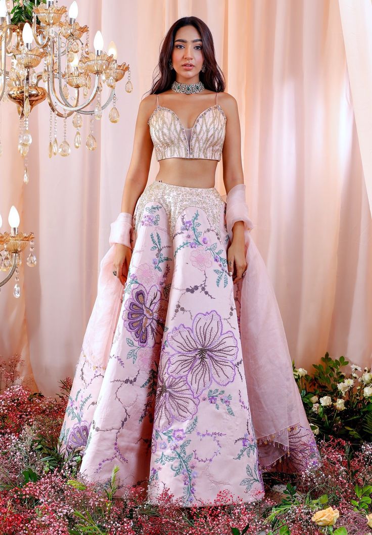 Mahima Mahajan-Juliette Rose Embroidered Lehenga Set-INDIASPOPUP.COM Mahima Mahajan, Orang India, Baju Kahwin, Trendy Outfits Indian, Indian Outfits Lehenga, Organza Lehenga, Lehenga Designs Simple, Lehnga Dress, Gaun Fashion